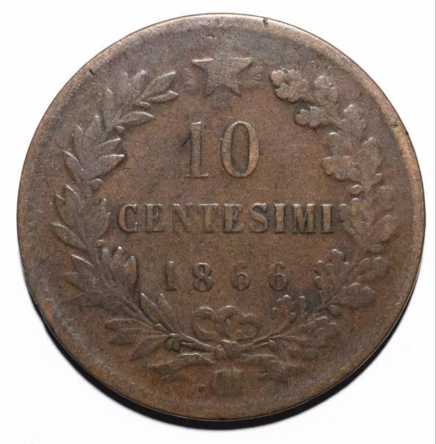 1866 Italy Ten 10 Centesimi - Vittorio Emanuele II - Lot 568