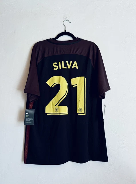 David Silva Maglia City 2013 Silva #21 Manchester City 2012/2013 Away  ORIGINAL Umbro Rare Soccer Jersey (S)
