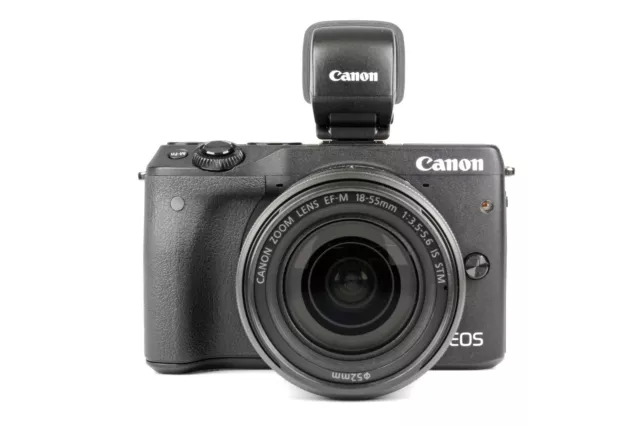Canon EOS M 3 schwarz mit Canon EF-M 18-55mm F/3,5-5,6 IS STM und Canon EVF-DC 1