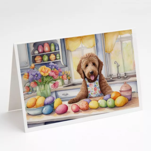 Decorating Easter Labradoodle Greeting Cards Envelopes Pk of 8 DAC6843GCA7P