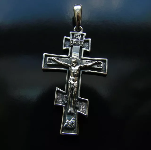 Christian Cross Russian Ukrainian Orthodox Pendant sterling Silver 925 _ Jewelry