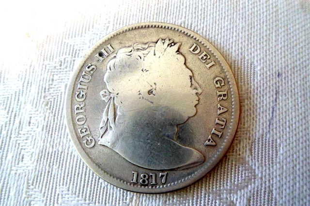 1817 Great Britain King George III Half Crown Coin - Bull Head