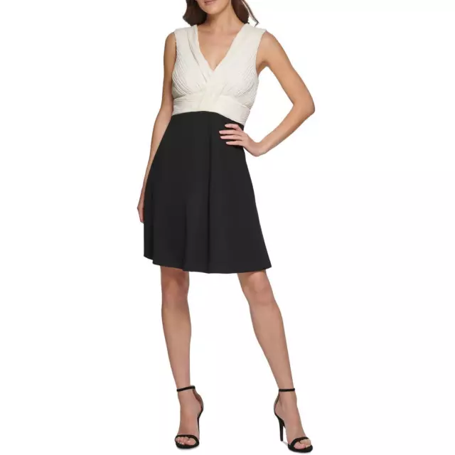 DKNY Womens Pleated Sleeveless Work Fit & Flare Dress BHFO 5676