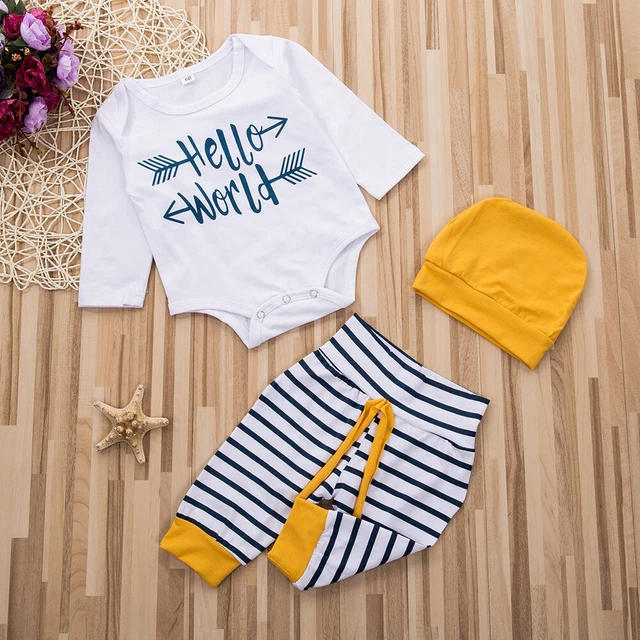 Cappello body a righe neonato bambine vestiti a maniche lunghe con pagliaccio a righe 4