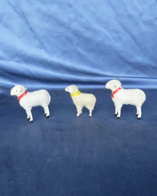 alte Schafe Woll-Schafe für die Krippe 3 Stück