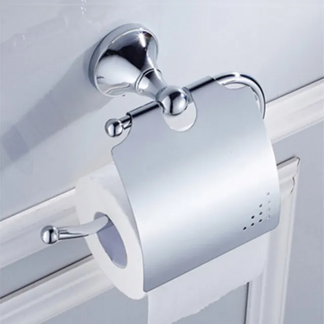 Chrome Modern Bath Accessories Towel Bar Ring Toilet Bathroom Hardware Set