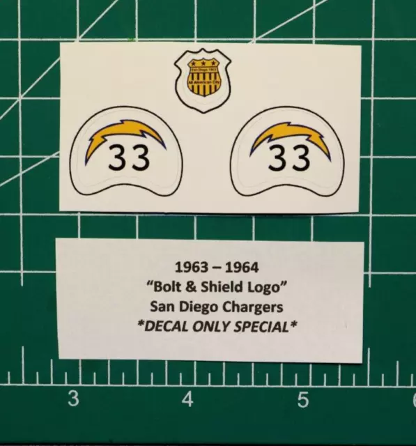 1963-1964 San Diego Chargers Football Gumball Helmets DIECUT DECALS ONLY +SHIELD