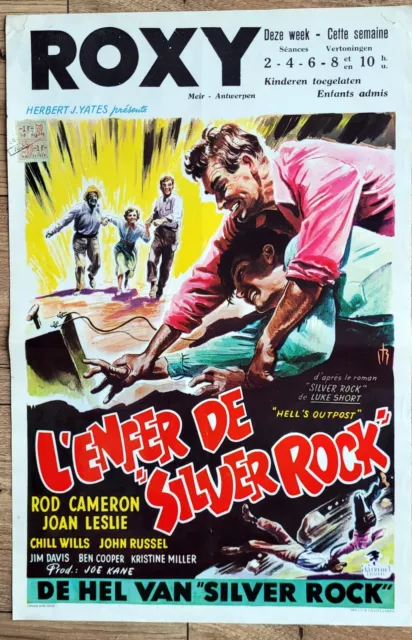 belgian poster HELL'S OUTPOST, ROD CAMERON, JOAN LESLIE, CHILL WILLS, BOMBE