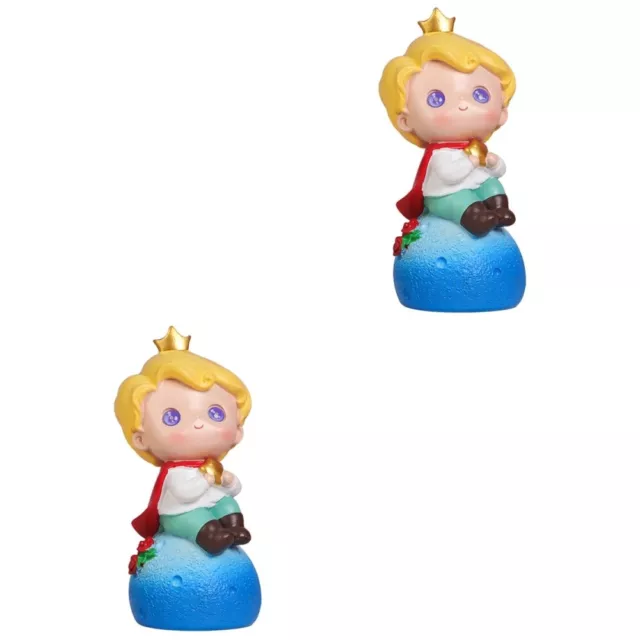 2 Pcs Birthday Cake Decoration Resin Doll Ornament Cupcake Toppers