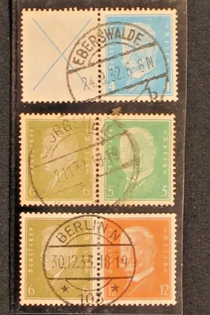 Deutsches Reich , Posten, Lot Zusammendrucke , ZD Nr.  W26, W28, W29 gestempelt