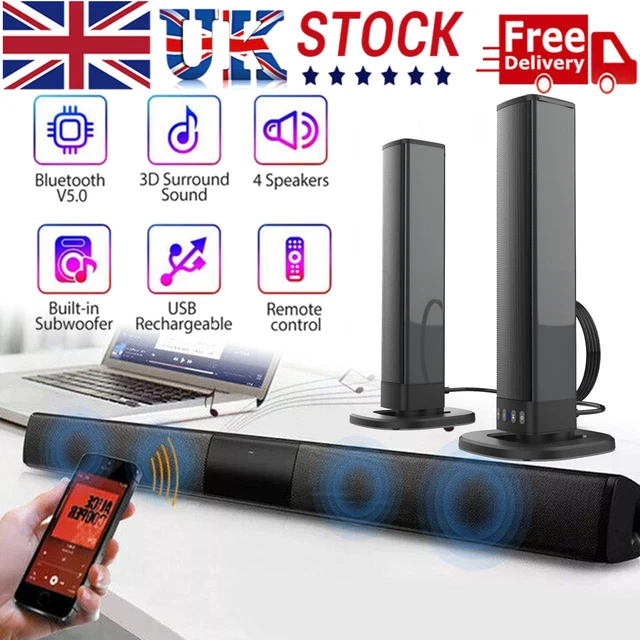 20W TV SOUND Bar System Bluetooth Speaker Wireless Stereo Subwoofer ...