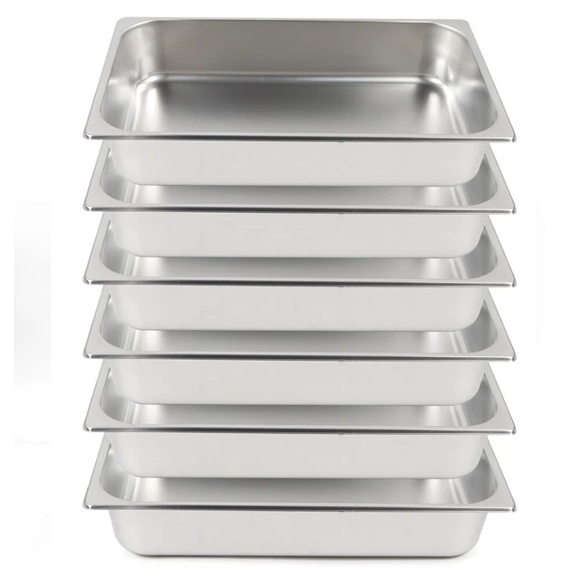 Steam Table Pans Bain-Marie 6 Pack Hotel Buffet Pans Restaurant 4" Deep 13 Liter