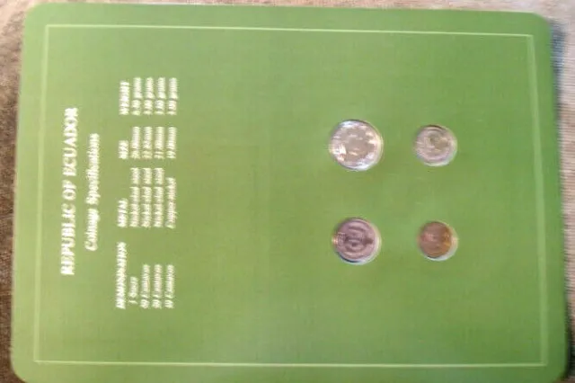 Coin Sets of All Nations Ecuador w/card 1946-1985 10 centavos 1946 20c 1981 3