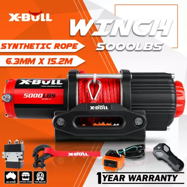 X-BULL Electric Winch 12V 5000LBS Wireless Synthetic Rope ATV 4WD Trailer Boat