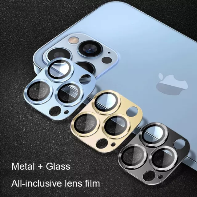 Metal Camera Lens For iPhone 15 14 13 12 Pro Max Tempered Glass Cover Protector