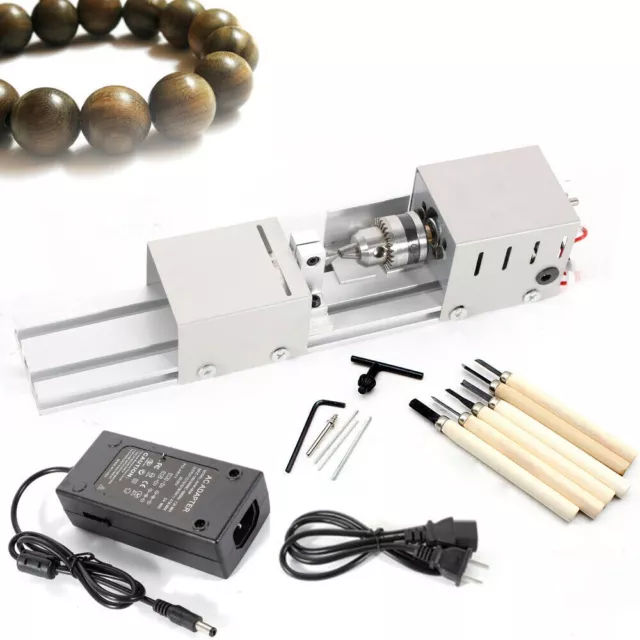 Mini Lathe Beads Machine Woodwork DIY Lathe Rotary Polishing Tool Kit DC 12-24V