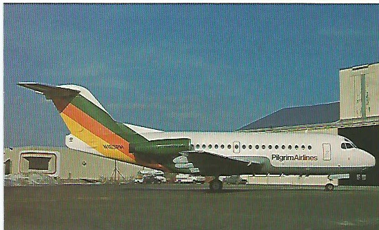 Pilgrim Airlines  Fokker F28   Post Card