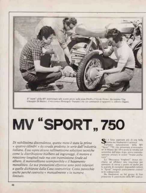 advertising Pubblicità MOTO MV AGUSTA SPORT 750 1973 MAXIMOTO MOTOITALIANE EPOCA
