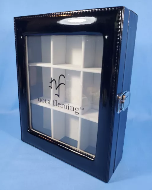 Nora Fleming Minis Carrying Case Keepsake Box White Inside Shiny Black Logo