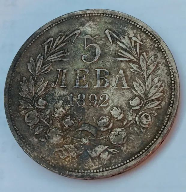 Bulgaria 1892  5 Leva -silver