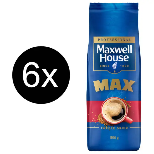 MAXWELL HOUSE Löskaffee MAX löslicher Kaffee Instantkaffee 6 x 500 g Beutel