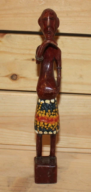 Figurine africaine debout en bois naturel 14x14x89 cm