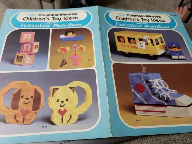 Vintage Columbia Minerva Children's Toys Plastic Canvas Pattern Book 664