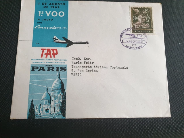 briefmarken Portugal Flugpostbrief Lissabon-Paris