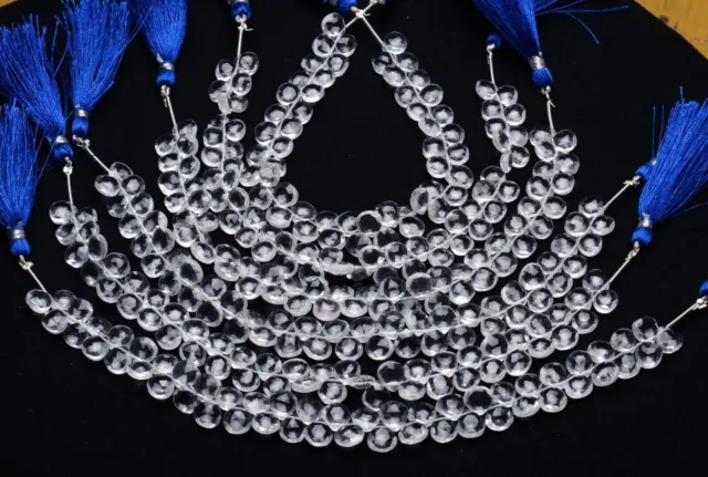 Quartz cristal de roche naturel, perles briolettes à facettes en forme de...