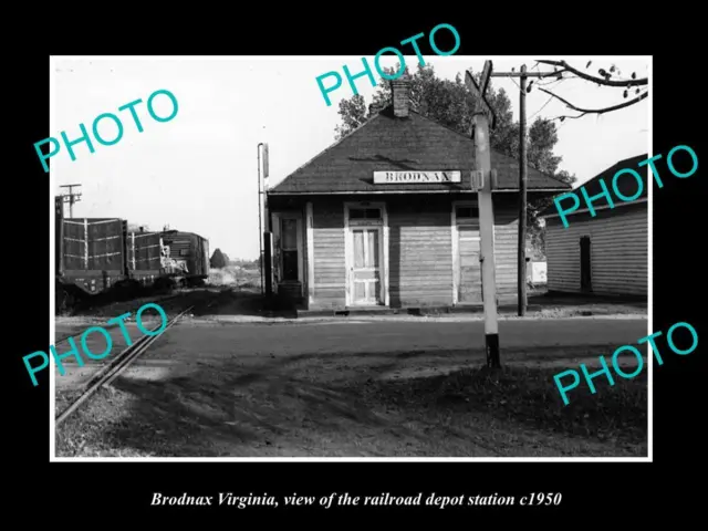 OLD LARGE HISTORIC PHOTO OF BRODNAX VIRGINIA RAILROAD DEPOT STATION c1950