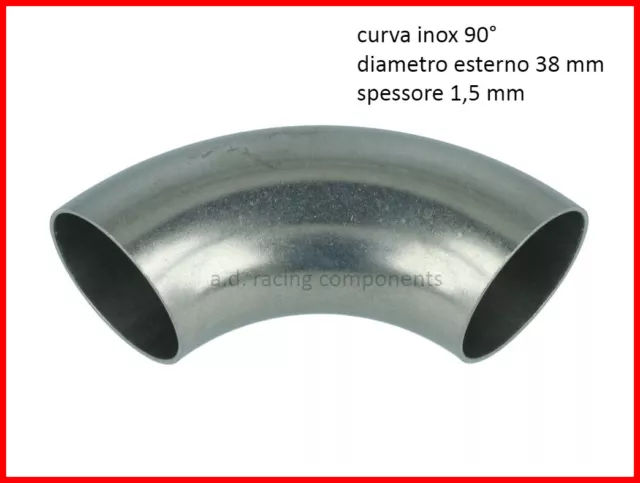 curva acciaio inox 304 38 mm 1,5 a saldare per collettore scarico moto auto 90 °