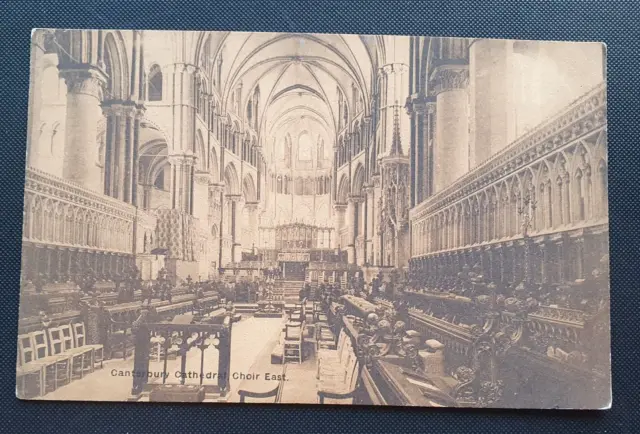 Unposted JG Charlton Postcard - Choir East, Canterbury Cathedral (b)