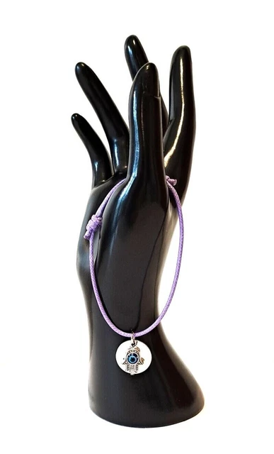 Pulsera de alerta médica advertencia SOS nudo deslizante disco ajustable y dije HAMSA