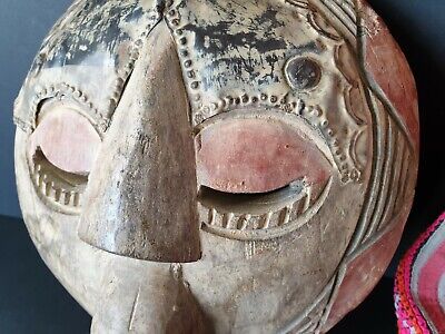 Old West African Carved Wooden Mask with Metal Trim (b) …beautiful collection it