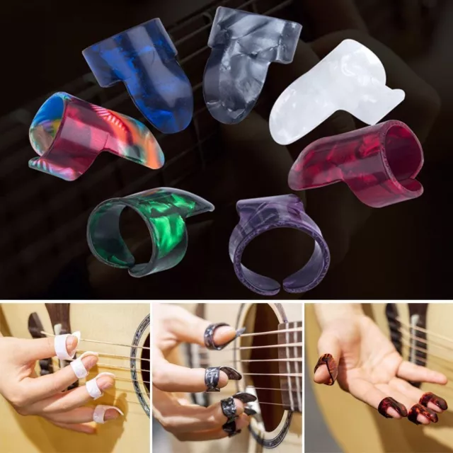 Set Celluloid Fingerpicks Guitar Picks Plastic Plectrums Thumb Finger Picks