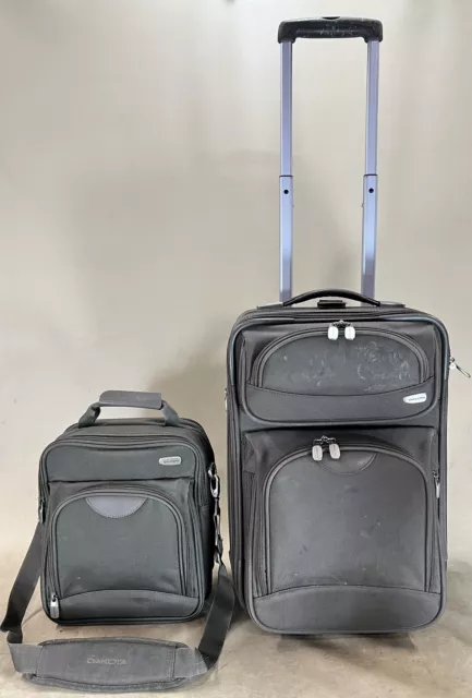 Used DAKOTA by Tumi Taupe 20" Upright Exp Wheeled Suitcase & 13” crossbody Bag