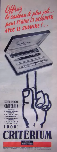 Publicité 1956 Critérium Écrin Contenant Crayon Étui Mine Bille Rétractable
