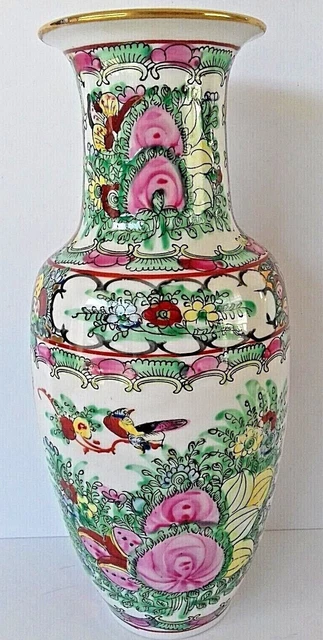 Grand Vase HFP Macao Peint à La Main - Porcelaine Asiatique - Vintage