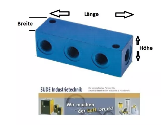 Pneumatik Verteiler- Block 4-fach Druckluft Verteiler in verschiedene Größen