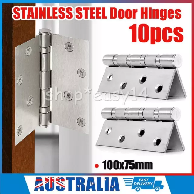 10PCS STAINLESS STEEL Door Hinges Butt Hinges 304 grade 100*75*2.5mm HEAVY DUTY