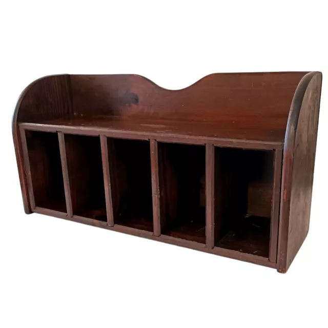 Vintage Wood Desk Top Mail Organizer Sorter Caddy Cabinet Rustic Farmhouse Cabin