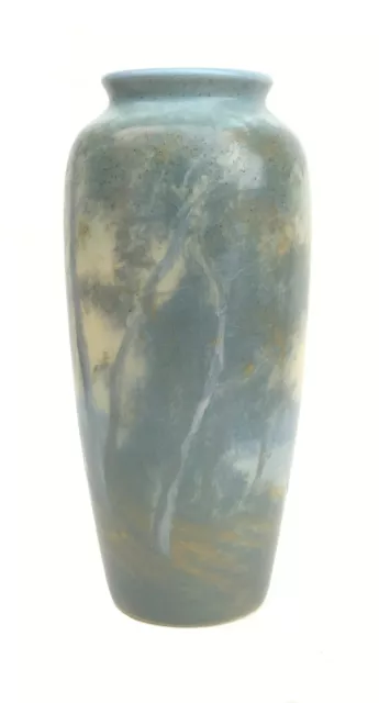 1916 Rookwood 7 1/2" Vellum, Landscape Vase by artist Fredrick Rothenbusch 2