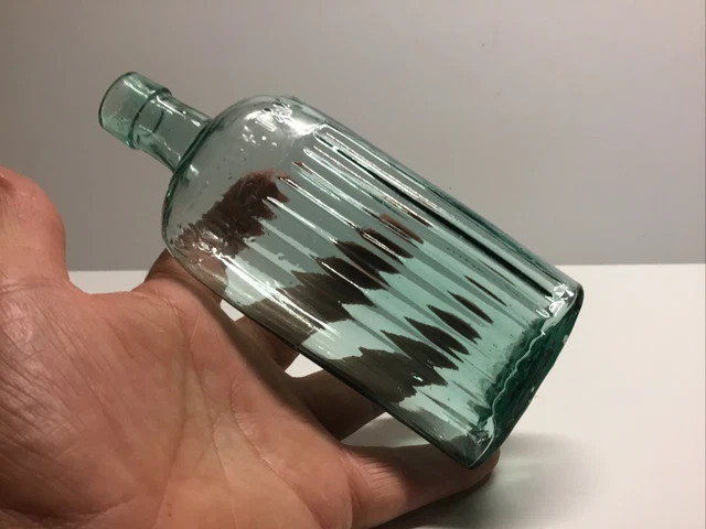 Antique Rich Aqua Oval Not To Be Taken Poison Bottle.