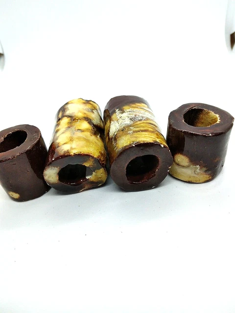 Vintage Macrame Beads Ceramic Hand Made Bead Speckled Brown 2