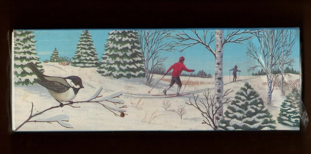 Vintage Diamond Brands 8" Matches 50 Ct Winter Snowy Scene Bird Skiing Christmas