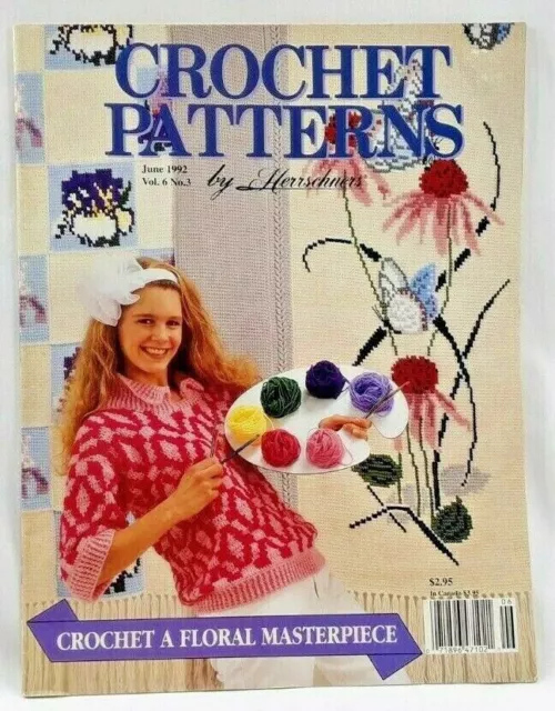 Junio 1992 Patrones de ganchillo de Herrschner libro de patrones 10 diseños afganos 6139