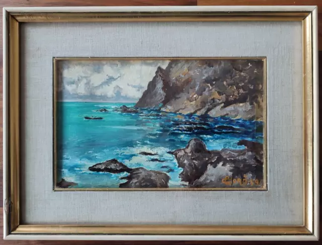Oil painting on canvas superimposed on tablet rocks of Capri Corà 1959
