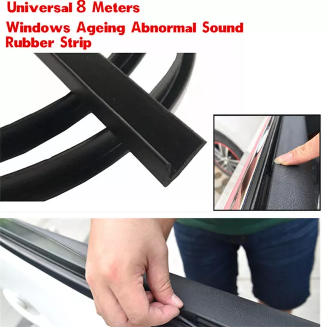 8M Black V-Type Car Door Glass Window Rubber Seal Strip Weatherstrip Sealings