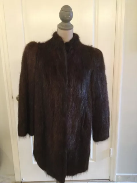 Vintage Sheared Brown Beaver Fur Coat Length 34” Size M/L