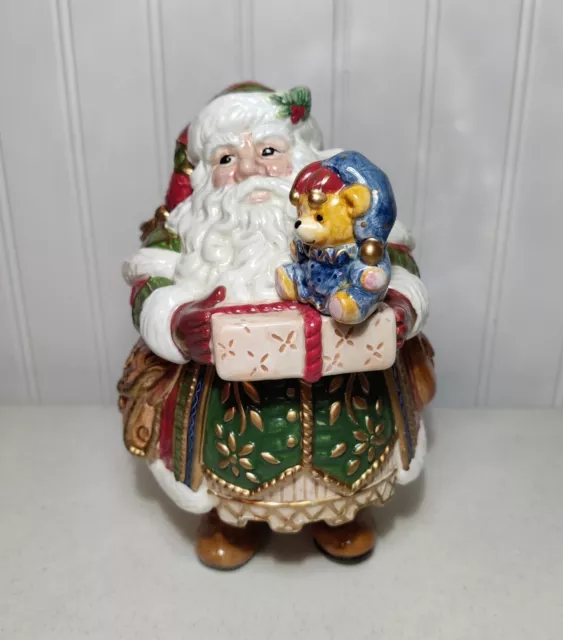 Fitz & Floyd Classics Old World Christmas Holiday Santa Present Bear Cookie Jar